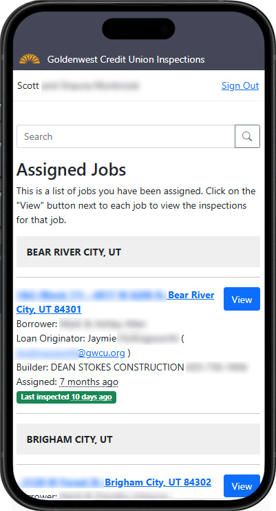 Inspector's Assigned Jobs